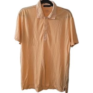 Zegna Sport Orange Sun Bleached Cotton Linen Piquet Slim Fit Polo Shirt Size L